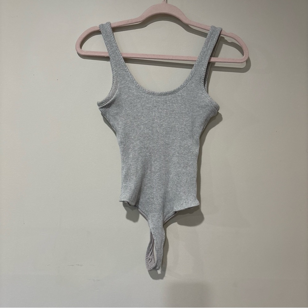 Articles Of Society Light Gray Ribbed Bodysuit